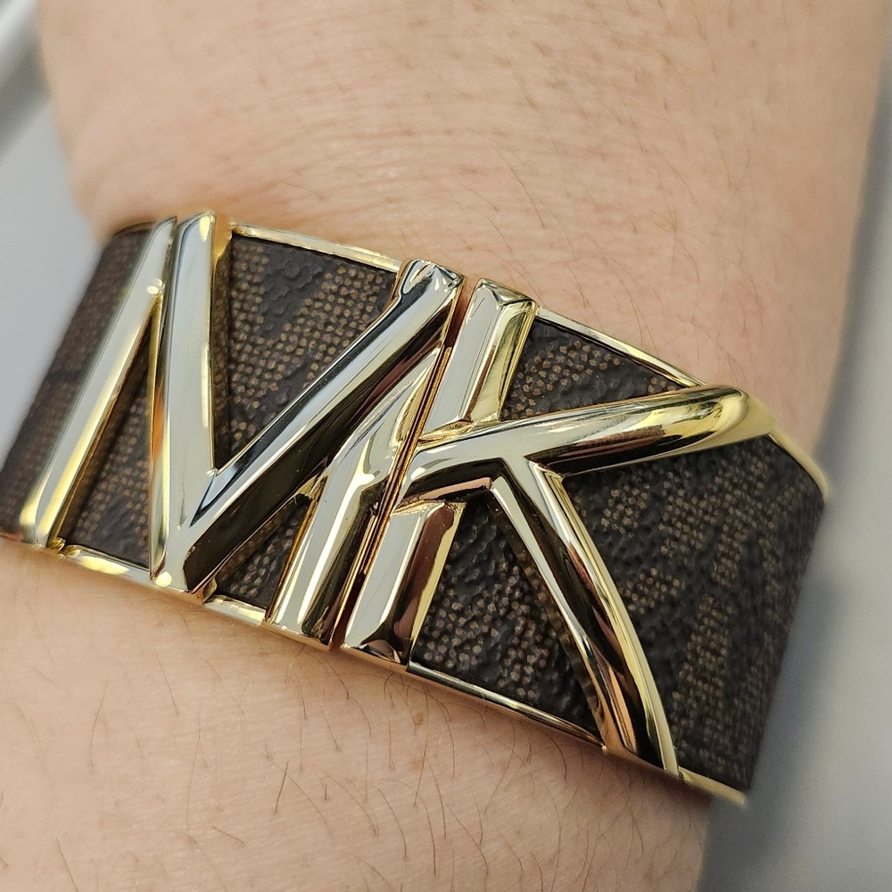 NWT Michael Kors Brown and Gold Wide Cuff Bangle MKJ7971710